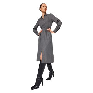 Trendyolmilla Women’s Midi Shirt Collar Buttoned Woven Dress - Dark Gray