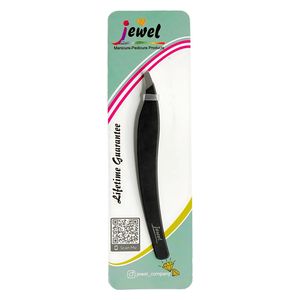  Jewel Slanted Eyebrow Tweezers - GT-243 - Black 