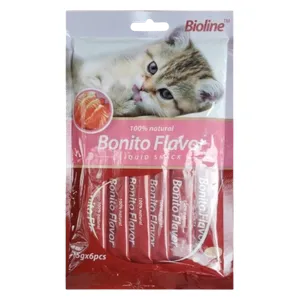  بيولاين وجبة خفيفة سائلة للقطط بنكهة البونيتو - 6 قطع 
