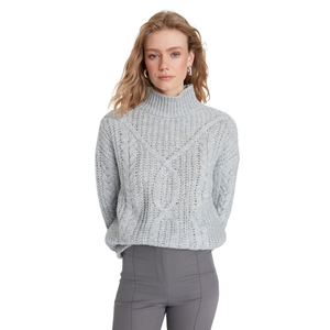 Trendyolmilla Women’s Soft Textured High Collar Knitwear Sweater 