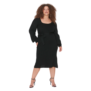 Trendyol Curve Balloon Sleeve Knitwear Dress - Black