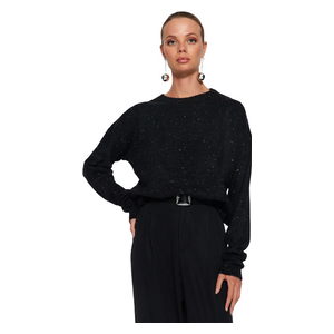 Trendyolmilla Women’s Soft Textured Nope Knitwear Sweater - Black