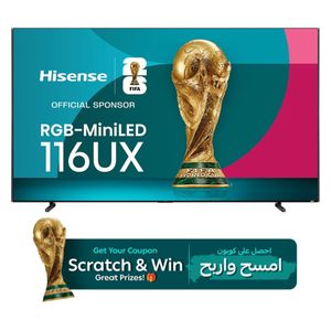 Hisense 116UX - 116 Inch - 4K - RGB-MiniLED - 165Hz - VIDAA - Dolby Atmos - Black 