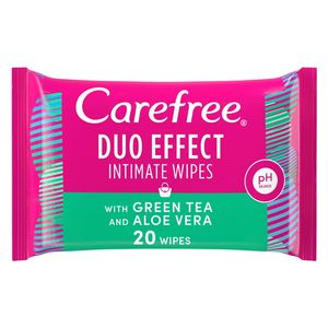  Daily Intimate Wipes Duo Effect With Green Tea & Aloe Vera Pack of 20 Wipes - Care free 