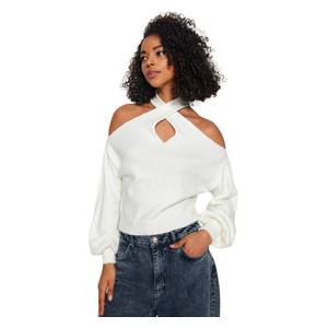 بلوزة نسائية قصة مفتوحة ترينديول ميلا - ابيض
