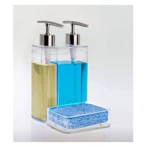  منظومة الصابون المائع نوع فيفا مجهزة بمكان مخصص لوضعة الاسفنجة لون أحر شفاف 