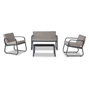  Erinoz Ferni Metal Sitting Set 2+1+1+1 Coffee Table - Anthracite 