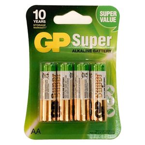  GP Super Alkaline AA Batteries - 1.5V - 4 Pack 
