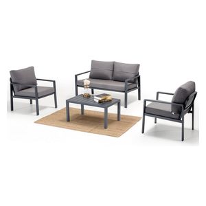  Erinoz Siena Sitting Set 2+1+1+1 Coffee Table - Anthracite 
