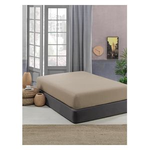  Alea Cotton Fitted Sheet 120X200Cm - Coffee 