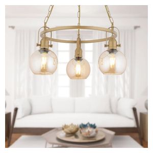  ثريا زجاجية انتیکیة دائرية ثلاثية نوع تشيريش 