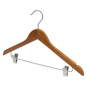  Oster Wooden Clothes Hanger Set with Clips - 3 PCS - Walnut 