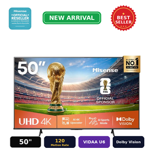  شاشة هايسنس - 50 بوصة - فئة A62QS - سمارت - دقة 4K UHD - شاشة LED - معدل حركة 120 - موديل 2026 