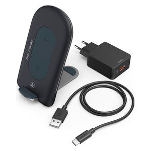  هاما مجموعة شاحن لاسلكي QI-FC15S - 187262 - فحمي 