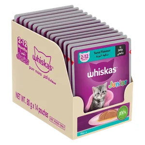 ويسكاس طعام للقطط الصغيرة نكهة التونة في الجيلي - 14 قطعة