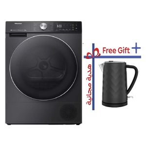 غسالة هايسنس فتحة امامية - 10.5 كغم - 1400 دورة بالدقيقة -WF5S1045BB - اسود + غلاية هايسنس - سعة 1.7 لتر - فلتر قابل للإزالة - H17KBKS2 - أسود