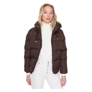 Trendyolmilla Women's Oversize Hooded Water Repellent Puffer Coat - Brown