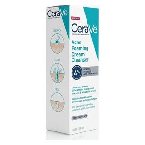 CeraVe Acne Foaming Cream Cleanser - 4% Benzoyl Peroxide Acne Treatment, 150 ml 