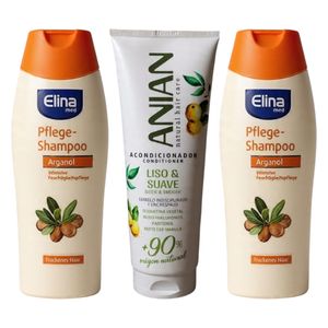  Elina med 2-piece hair care package: Argan shampoo with a free Spanish hair conditioner 