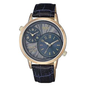  ساعة كيو اند كيو للرجال QZ22J115Y - عرض بعقارب, سوار من الجلد- اسود 