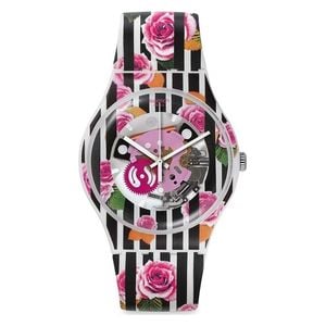  Swatch Watch SUOW110 For Women - Analog Display, Plastic Band - Pink 