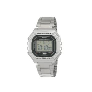  Casio Watch W-218HD-1AVDF For Unisex - Digital Display,  Stainless Steel Band - Silver 