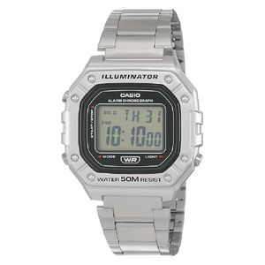  ساعة كاسيو للجنسين W-218HD-1AVDF - عرض عقارب, سوار من ستانلس ستيل - سلفر 