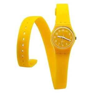  Swatch Watch LJ107 For Women - Analog Display, Silicone Band - Yellow 