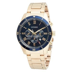  ساعة ستزن للرجال AN8169-58L - عرض بعقارب, سوار من ستانلس ستيل - ذهبي 