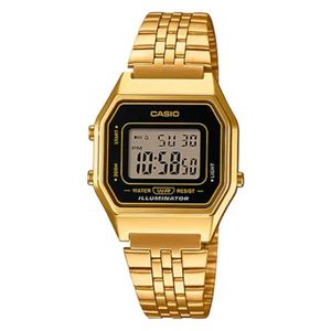  Casio Watch LA680WGA-1DF For Women - Digital Display, Stainless Steel Band - Gold 