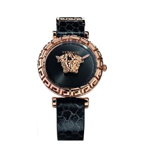  Versace Watch VEDV00719 For Women - Analog Display, Leather Band - Black 