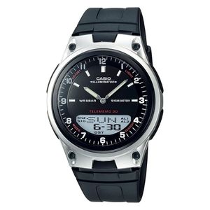  ساعة كاسيو للرجال  AW-80-1AVDF- عرض بعقارب, سوار من الراتنج - أسود 