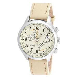  Timex Watch T2P382 For Men - Analog Display, Leather Band - Cream 
