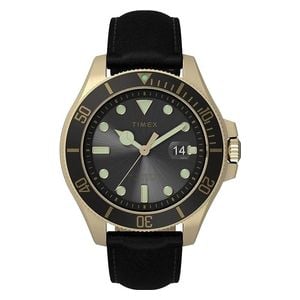 Timex Watch T2P382 For Men - Analog Display, Leather Band - Black 