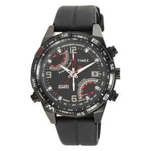  ساعة تايمكس للرجال T49865 - عرض بعقارب, سوار من المطاط - اسود 
