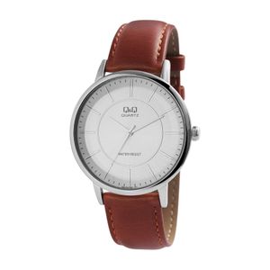  Q&Q Watch QA24J300Y For Men - Analog Display, Leather Band - Brown 