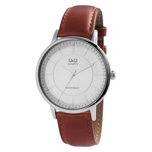  Q&Q Watch QA24J300Y For Men - Analog Display, Leather Band - Brown 