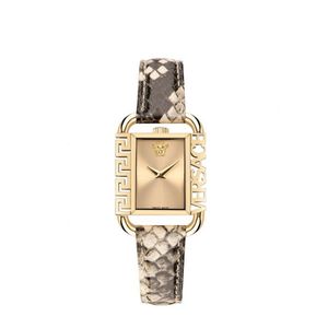  Versace Watch VE3B00122 For Women - Analog Display, Leather Band - Gold 