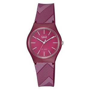  ساعة كيو اند كيو للنساء VS52J004Y - عرض بعقارب, سوار من البلاستك - بنفسجي 