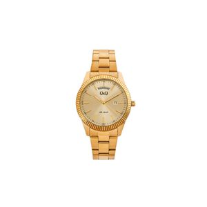  Q&Q Watch A14A-001PY For Men - Analog Display, Stainless Steel Band - Gold 
