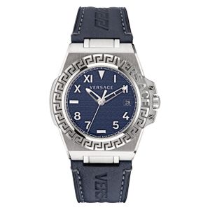  Versace Watch VE3I00122 For Men - Analog Display, Leather Band - Blue 