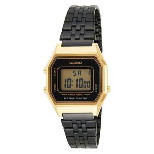  Casio Watch LA680WEGB-1ADF For Women - Digital Display, Stainless Steel Band - Black 