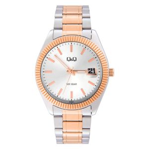  Q&Q Watch A476J411Y For Men - Analog Display, Stainless Steel Band - Gold 