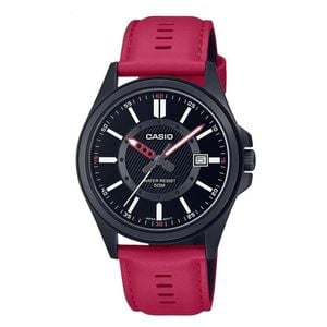  ساعة كاسيو للرجال MTP-E700BL-1EVDF - عرض بعقارب, سوار من الجلد - احمر 