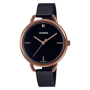  Casio Watch LTP-E415MBR-1CDF For Women - Analog Display, Stainless Steel Band - Black 