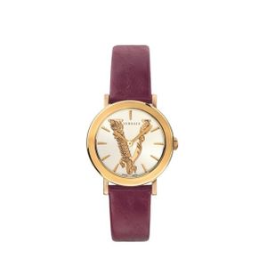  Versace Watch VEHC00219 For Women - Analog Display, Leather Band - Maroon 