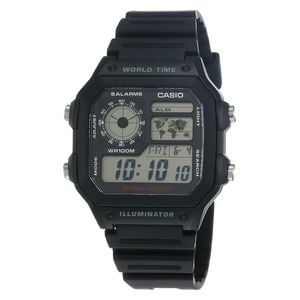 Casio Watch AE-1200WH-1AVDF For Men - Digital Display, Resin Band - Black