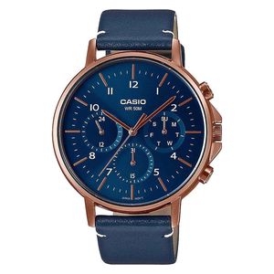  ساعة كاسيو للرجال  MTP-E321RL-2AVDF - عرض عقارب, سوار من جلد - نيلي 