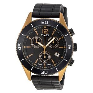  Timex Watch T2N829 For Men - Analog Display, Silicone Band - Black 