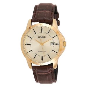  Casio Watch MTP-V004GL-9AUDF For Men - Analog Display, Leather Band - Brown 